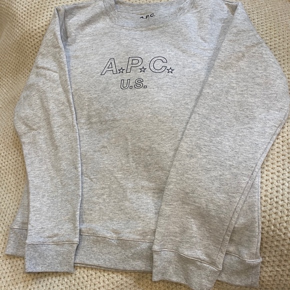 APC U.S. Logo & Stars on Long Sleeve Gray Retro Fit Pullover Sweatshirt MED NWOT - Picture 6 of 15